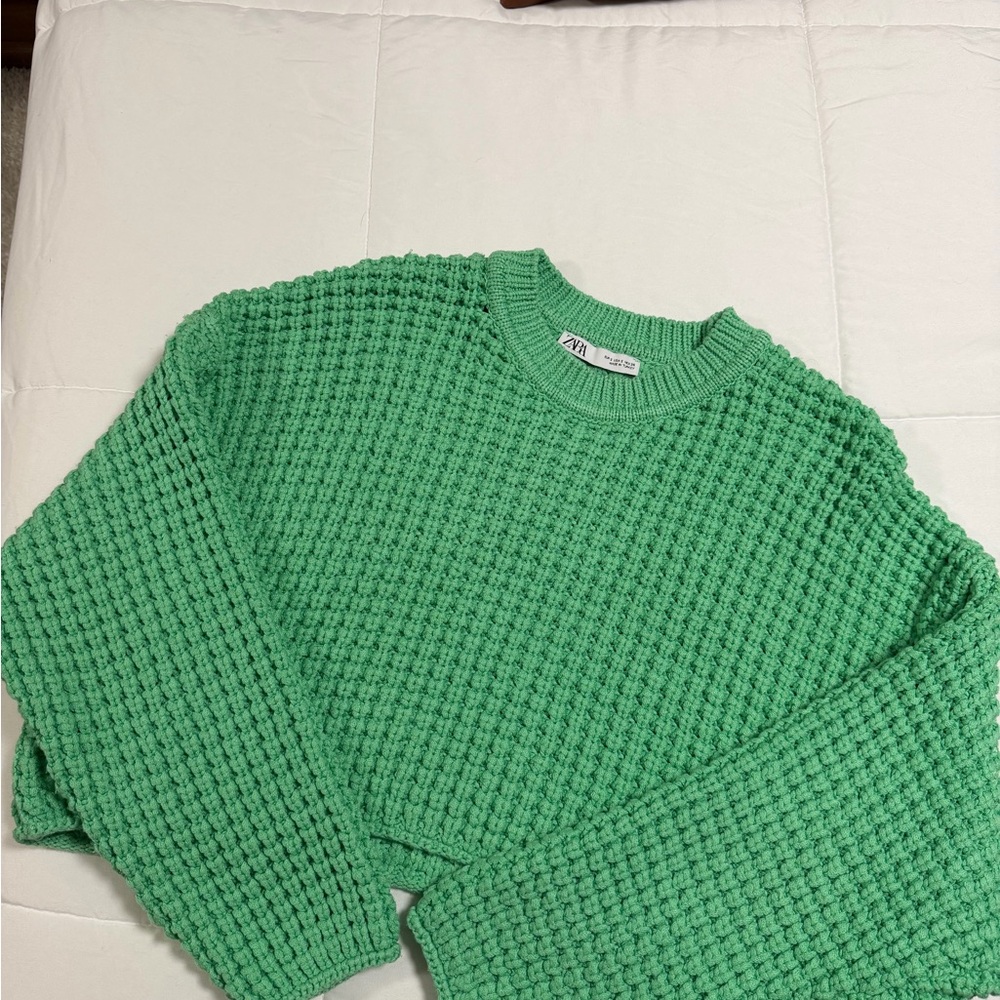 ZARA Green Chunky Knit Sweater